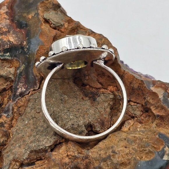 925 Sterling Silver Plt Citrine Ring Size 10 Bezel Setting Fine Jewelry - Picture 4 of 6